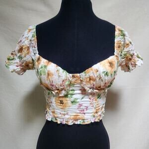 ☀️"Here Comes The Sun"   Floral Bustier Corset Top,and Built In Bra Size Small